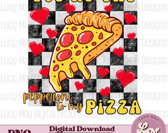 Pizza Valentine's Day PNG, Retro Sublimation Design (Digital Download)