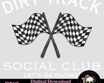 Dirt Track Social Club PNG: bandiere a scacchi, design da corsa (download digitale)
