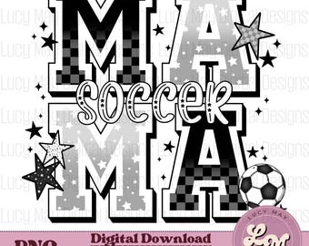 Soccer Mama PNG: Black & White Checker Print - Sublimation Design (Digital Download