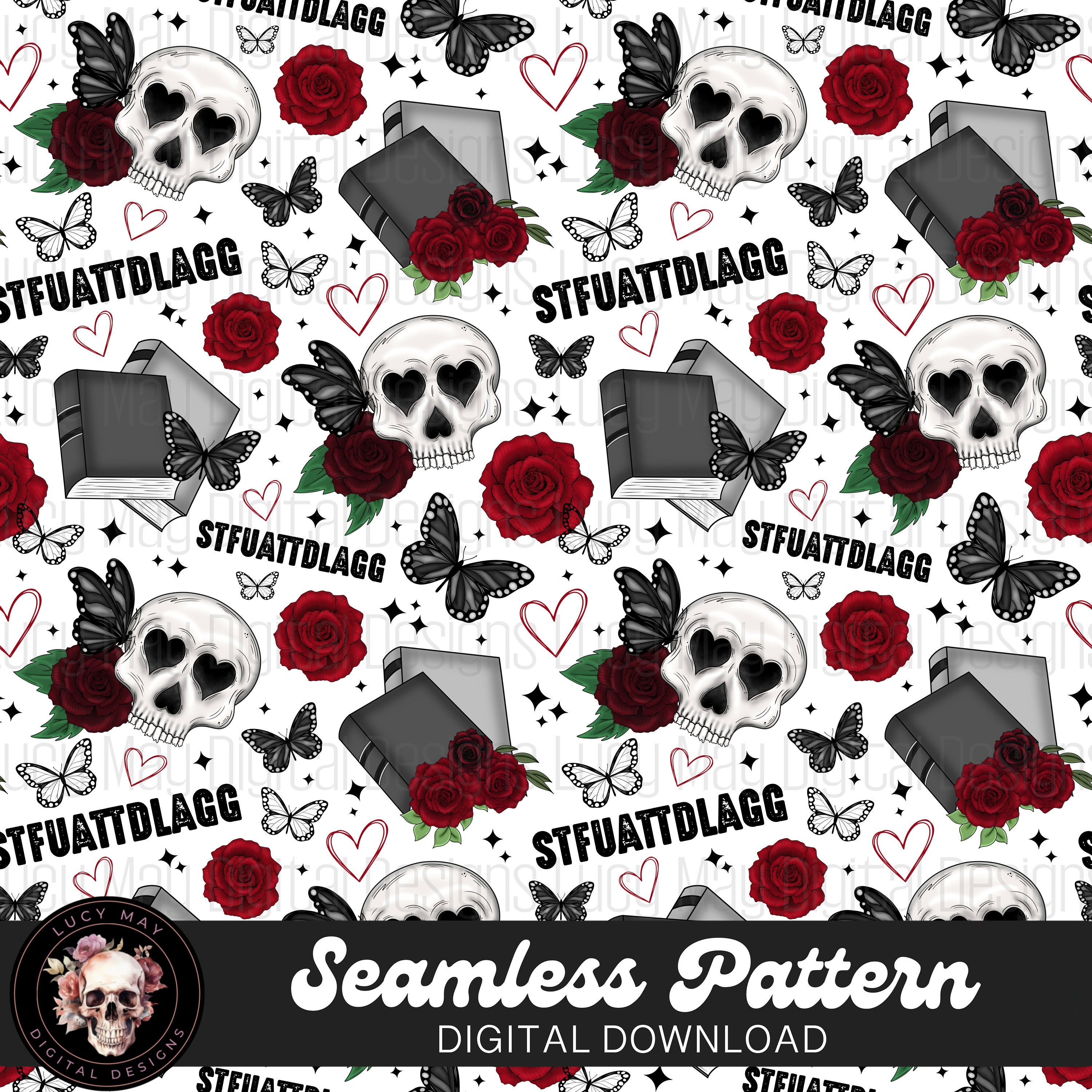 Dead Roses Pattern Skull & Roses Seamless Pattern: Dark Romance Fabric Design (digital ...