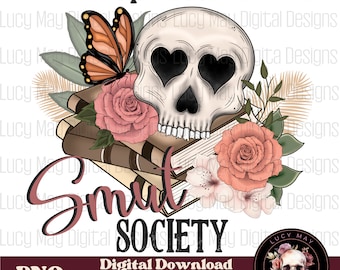 Smut Society Floral Skull PNG: Romance Reader Design (Digital Download)
