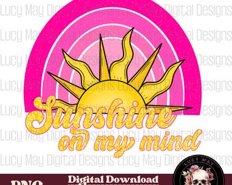 Sunshine Rainbow PNG: Retro Glitter Sublimation Design (Digital Download)