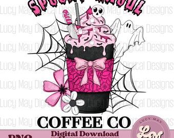 Spooky Ghoul Coffee Co PNG: Girly Halloween Ghosts (Digital Download)