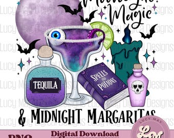 Witchy Margarita PNG: Spooky Halloween Tequila Design (Digital Download)