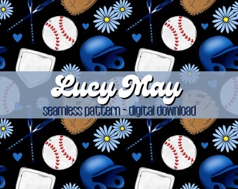 Blue Baseball Helmet Seamless Pattern: Custom Fabric Design (Digital Download)