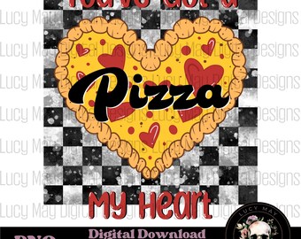 Pizza My Heart PNG: Retro Valentine Sublimation Design (Digital Download)