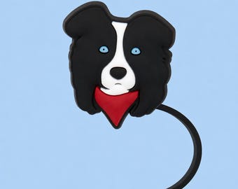 Set of 3 "Love My Border Collie" Straw Toppers