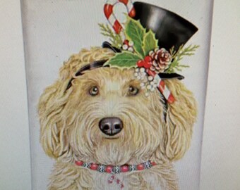 Doodle Christmas Top Hat Cotton Dish Towel  NWT