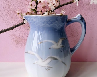 Vintage Denmark Bing and Grøndahl Blue and White Seagull Coffeepot