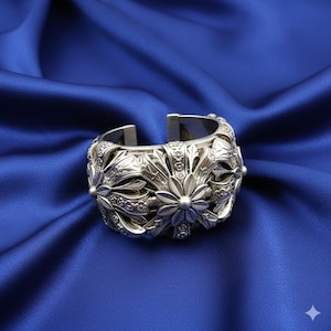 Vintage Hinged Repousse Cuff Bracelet