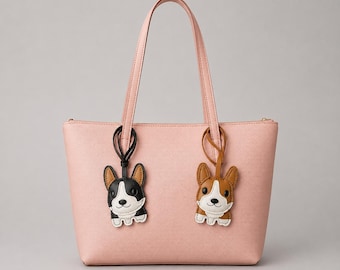 Llavero de piel con diseño de corgi - Colores surtidos
