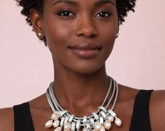 Pink Pearl Statement Necklace by Bijoux Envie NWT