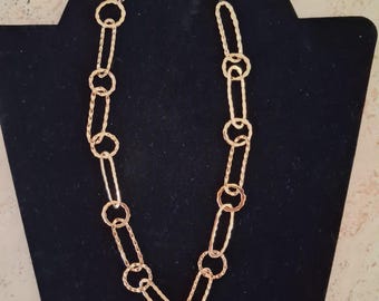 Sterling Silver 24K Gold Plated Hammered Link Necklace NWT