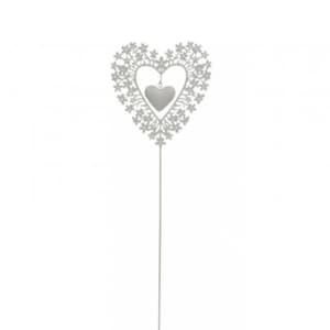 White Garden Heart Stake