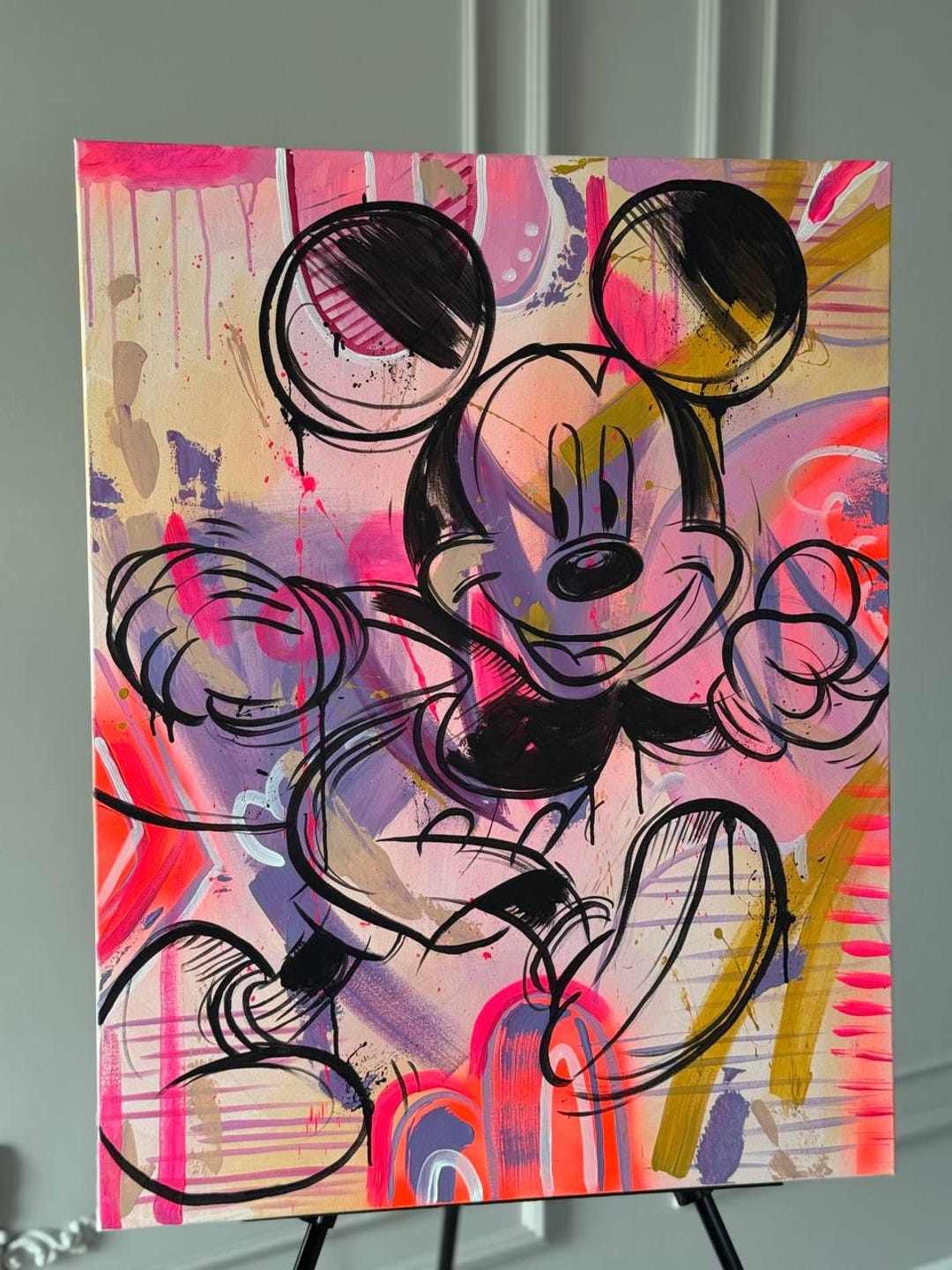 Original Colorful Mickey Mouse Abstract Canvas Painting – 90x70 Cm (35 ...