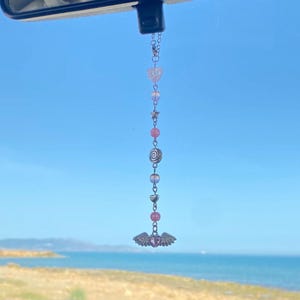 Pink Spiral Heart Car Charm | Window Sun Catcher | Rearview Mirror Accessory | Aesthetic Bag Charm | Car Mirror Decor | New Car Gift