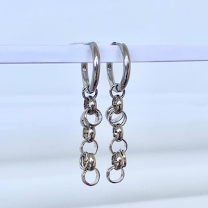 Chain Huggie Earrings | 925 Stainless Steel | Alternative Jewelry | Punk Earrings | Grunge Earrings| Chain earrings | Link Chain Earrings