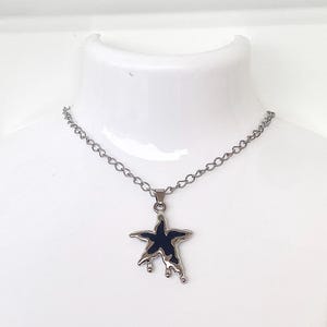 Black Star and Moon Necklace - Moon Necklace- Star Necklace- Crescent Moon Necklace- Stainless Steel Cute Pendant- Celestial Zodiac Necklace