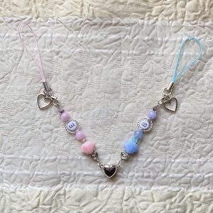 Charms magnéticos para teléfono personalizados con concha rosa y concha azul, llavero de pareja con letras personalizadas, cordón de amistad, regalo de aniversario