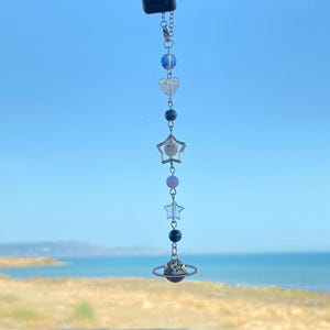 Personalized Planet Car Charm | Window Sun Catcher | Rearview Mirror Accessory | Opal Charm | Car Mirror Decor | New Car Gift