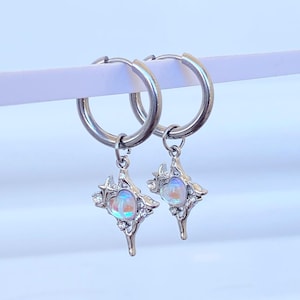 Edgy Star Earrings- Y2K Grunge Earrings- Celestial - Huggie Hoop Earrings- Goth - Aesthetic- Tarnish Resistant- Hypoallergenic