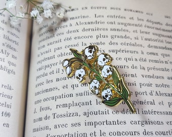 Pin de esmalte duro de lirio de cráneo blanco, pasador de esmalte de plantas, broches botánicos, pin de solapa de flor de cráneo blanco regalo de insignia para su regalo para ella