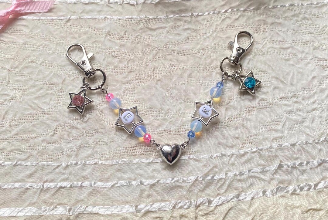 Personalized Pink Star & Blue Star Magnetic Matching Keychains – Custom ...