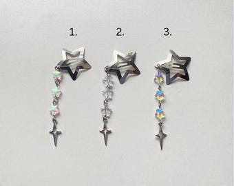 y2k acubi silver star hair clips