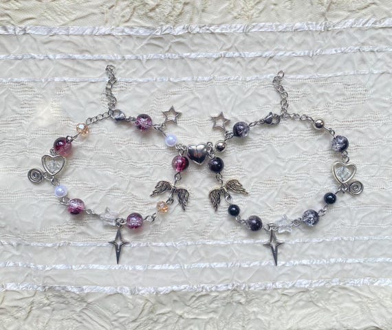 Personalized Red Black Magnetic Matching Bracelets – Couple