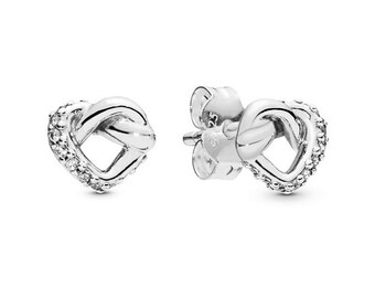 Pandora Sterling Silver Knotted Heart Stud Earrings Bestselling Heart Stud Earring from Pandora: Minimalist Style for Women, Affordable Item