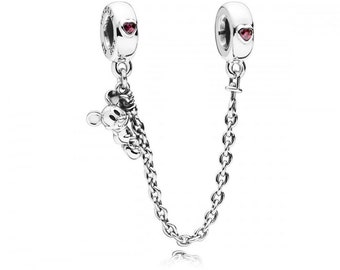 Pandora Silver Mickey Safety Chain Charm Mickey Mouse Enthusiasts Rejoice Chain 5cm Long Safety Chain for Bracelet Charms, Affordable Item