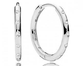 New Pandora Sterling Silver Simple Sparkling Droplet Hoop Earrings, Beautiful Women's Earrings In 925 ALE Item, Affordable Item Must-Have UK