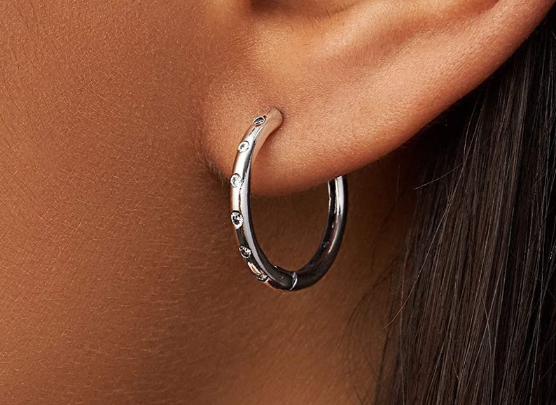 New Pandora Sterling Silver Simple Sparkling Droplet Hoop Earrings, Beautiful Women's Earrings In 925 ALE Item, Affordable Item Must-Have UK image 2