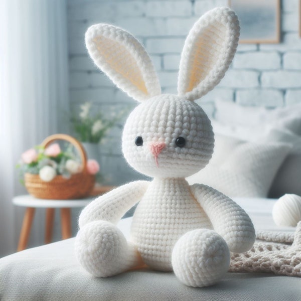 Rabbit crochet pattern, Crochet bunny, Amigurumi rabbit pattern, Amigurumi tutorial in English, Bunny amigurumi