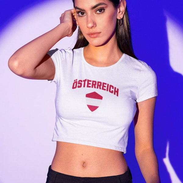 Oesterreich Baby Tee Y2K, Austria Football Soccer Crop Top, Trendy Shirt, Gift for Futball Players, Blokette Aesthetic, 2000s clothing