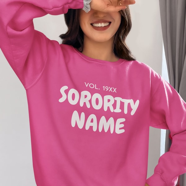 CUSTOM Retro Sorority Sweaters, Rush Initiation Gift, Big Day, Little day Sweatshirt, College Name Sweater