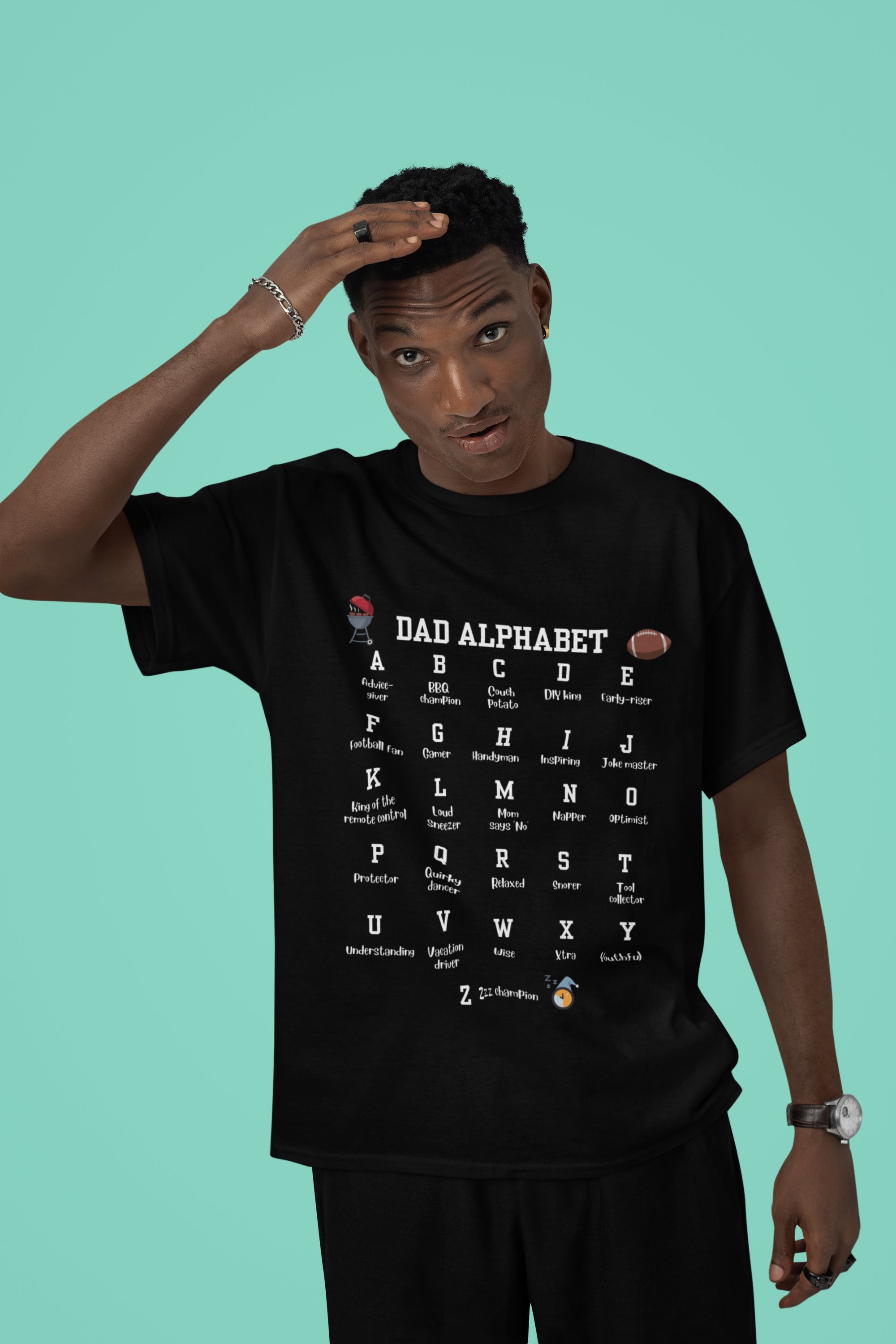 Dad Alphabet Shirt, Dad ABC Tee, Funny Gift for Father&#39;s Day, Trendy Tshirt for Dad