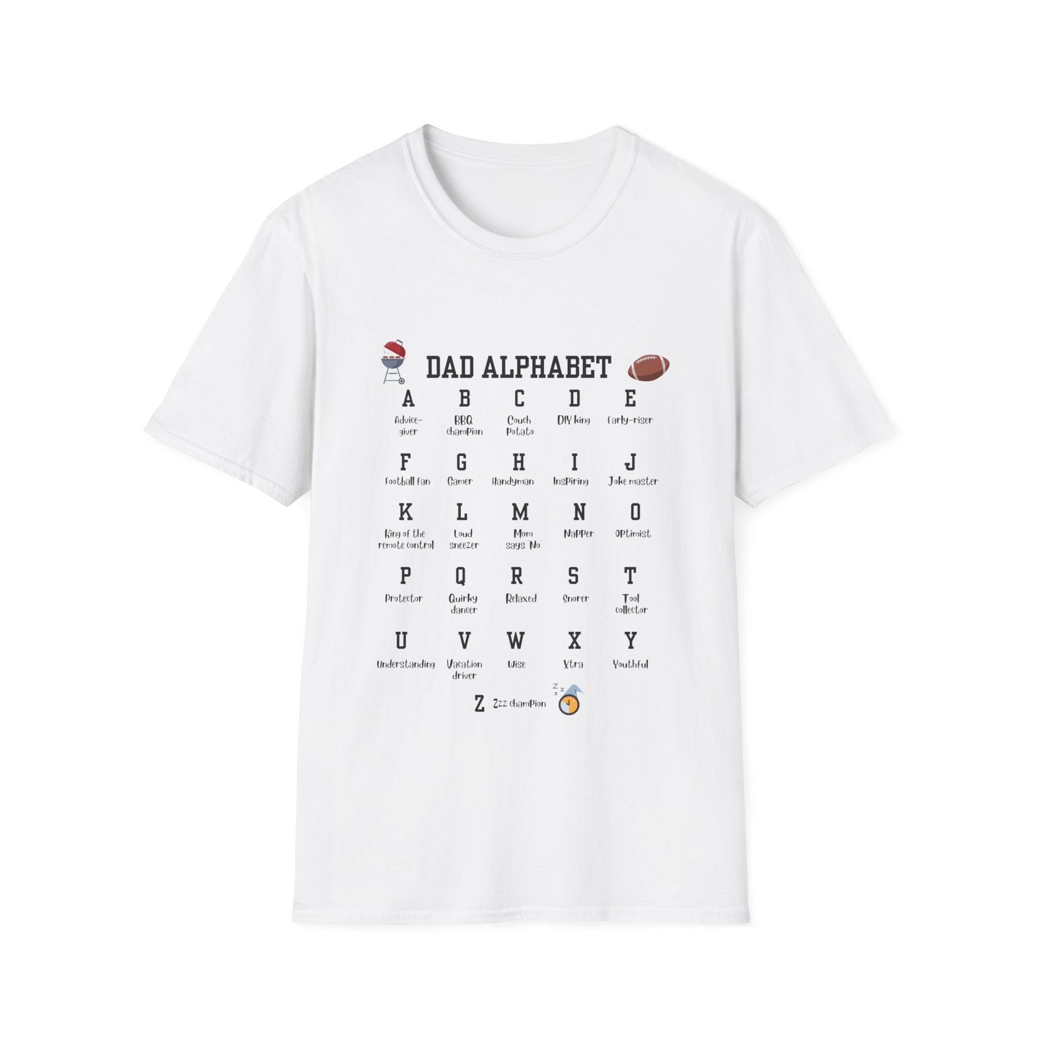 Dad Alphabet Shirt, Dad ABC Tee, Funny Gift for Father&#39;s Day, Trendy Tshirt for Dad