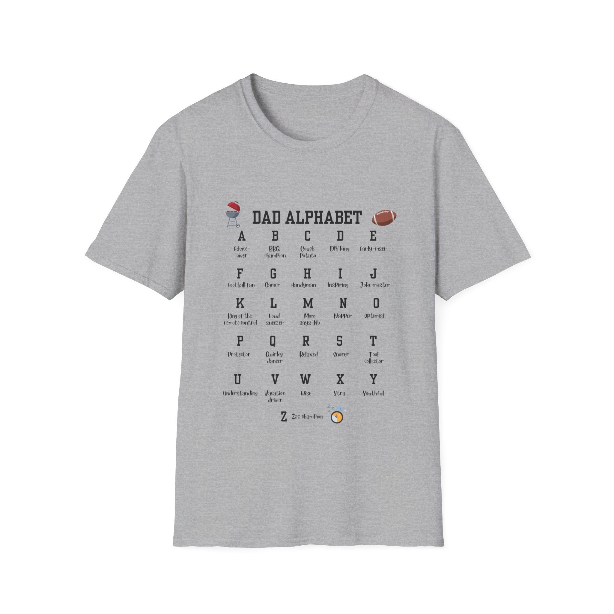Dad Alphabet Shirt, Dad ABC Tee, Funny Gift for Father&#39;s Day, Trendy Tshirt for Dad