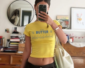 Butter Y2K Baby Tee, Funny Baking Shirt, Retro Salted Butter Tshirt, Baker Gift, Foodie Gift, Stick of Butter Shirt