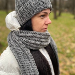 Chunky hat and scarf set for women, Knitted wool scarf and hat, Warm winter hat, Wool scarf , Knit set for women
