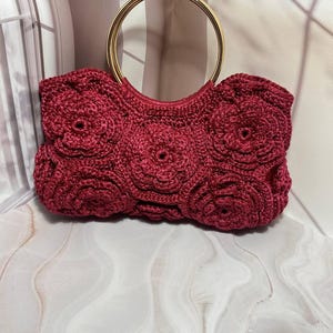 Floral crochet bag, handmade rose, elegant floral crochet bag, handmade rose  crochet bag, luxury evening handbag