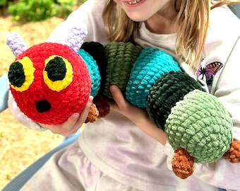 Oruga de peluche con peso de 2 lb para la ansiedad - Animal de peluche sensorial para el TDAH y la comodidad del sueño - Juguete de abrazo grande de 22 pulgadas hecho a mano