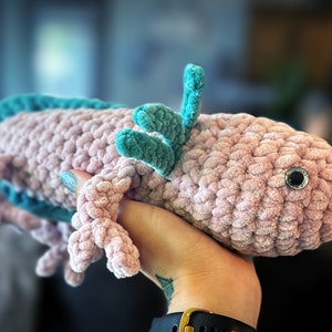 Weighted stuffed animal-weighted plush- crochet axolotl-crochet plush