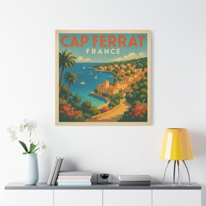 Cap Ferrat, Riviera Francesa, Impresión mate, estirada, 3,78 cm, Decoración del hogar, Póster costero, Fotografía de viajes, Impresión oceánica, Arte mural en lienzo