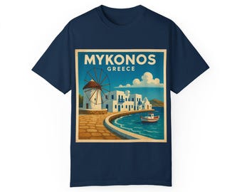 Mykonos Greece Travel T-shirt, Adventure Tee, Wanderlust Shirt, Greek Islands Tee, Beach Lover, Unisex Tee