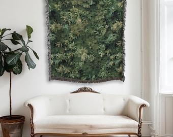 Moss Wall Art Nature Tapestry Forest tapestry Vintage Nature Blanket Woven Tapestry Botanical Room Decor Floral Blanket Cottagecore Throw