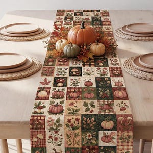 Patchwork Fall Table Runner Harvests Table Decor Primitive Fall Host Gift Rustic Farmhouse Fall Decor