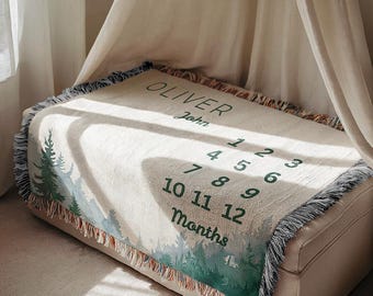 National Park Nursery Forest Milestone Blanket Personalized Baby Blanket Monthly Growth Tracker Nature-Inspired Baby Boy Gift Baby Shower