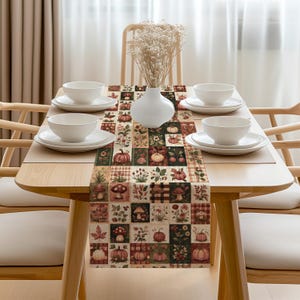 Patchwork Fall Table Runner Harvests Table Decor Primitive Fall Host Gift Autumn Farmhouse Fall Decor Bild 3
